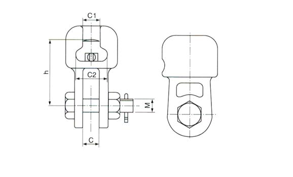 Technical drawing of socket clevis