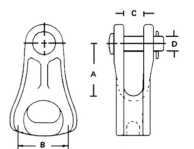 Drawing of ductile iron thimble clevis