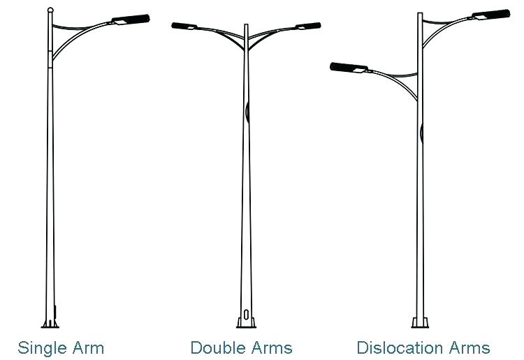 Different designs of street light arm