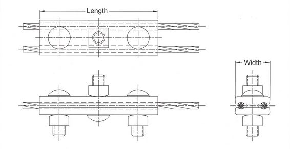 Cross section of guy clamp