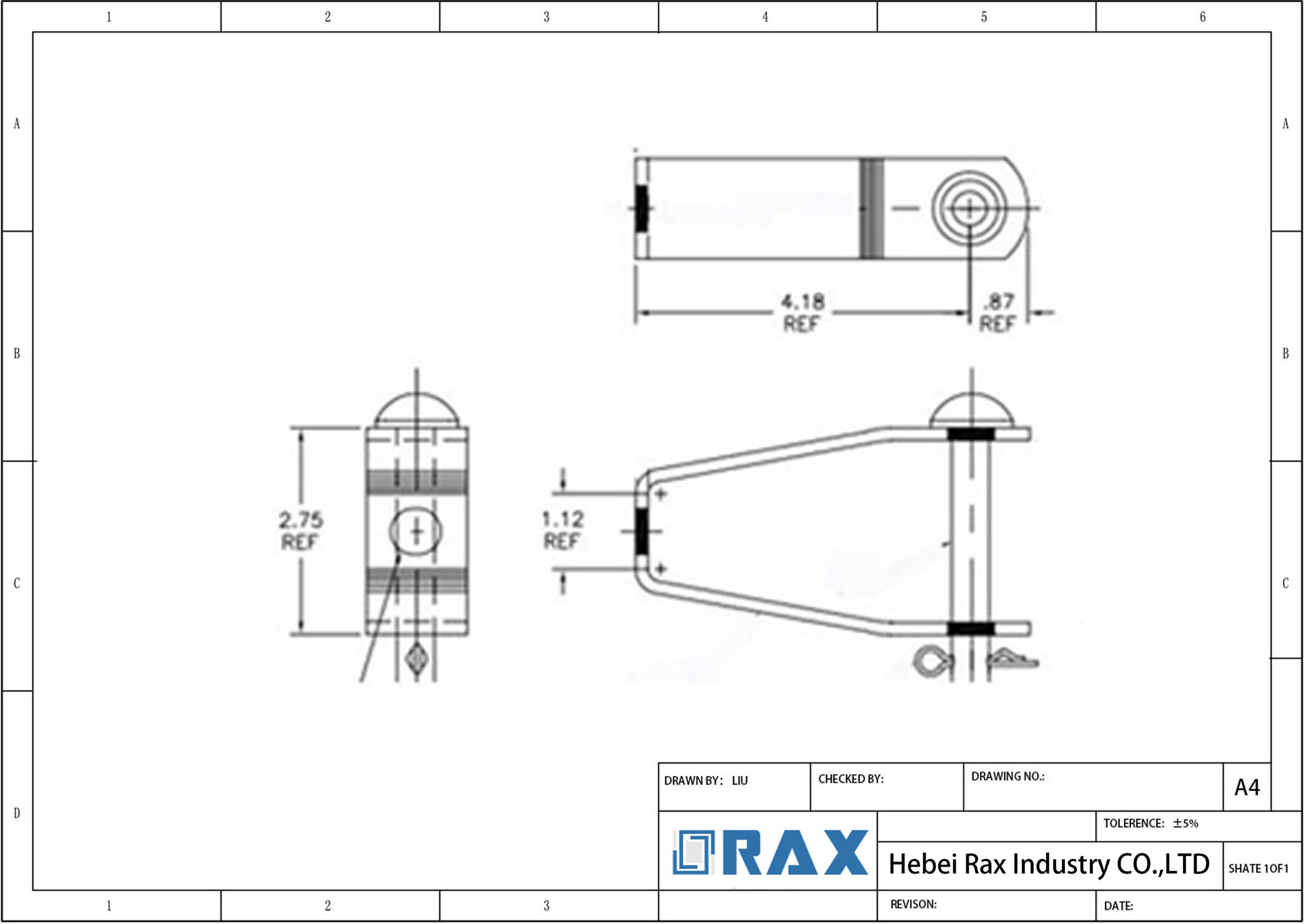 Secondary clevis technical drawing