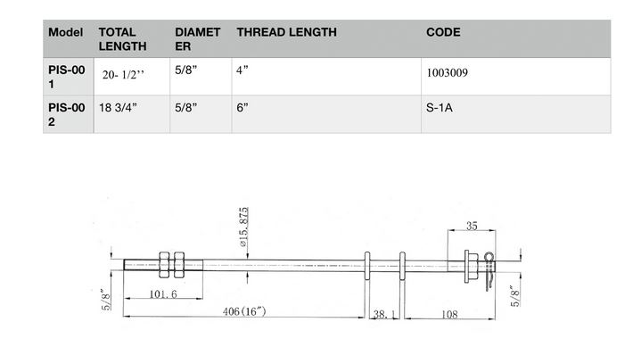 Technical drawing of upset bolt