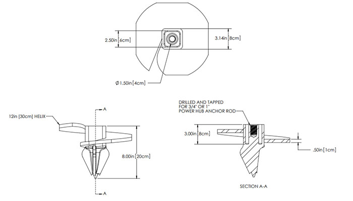 Power Hub Screw Anchor drawing