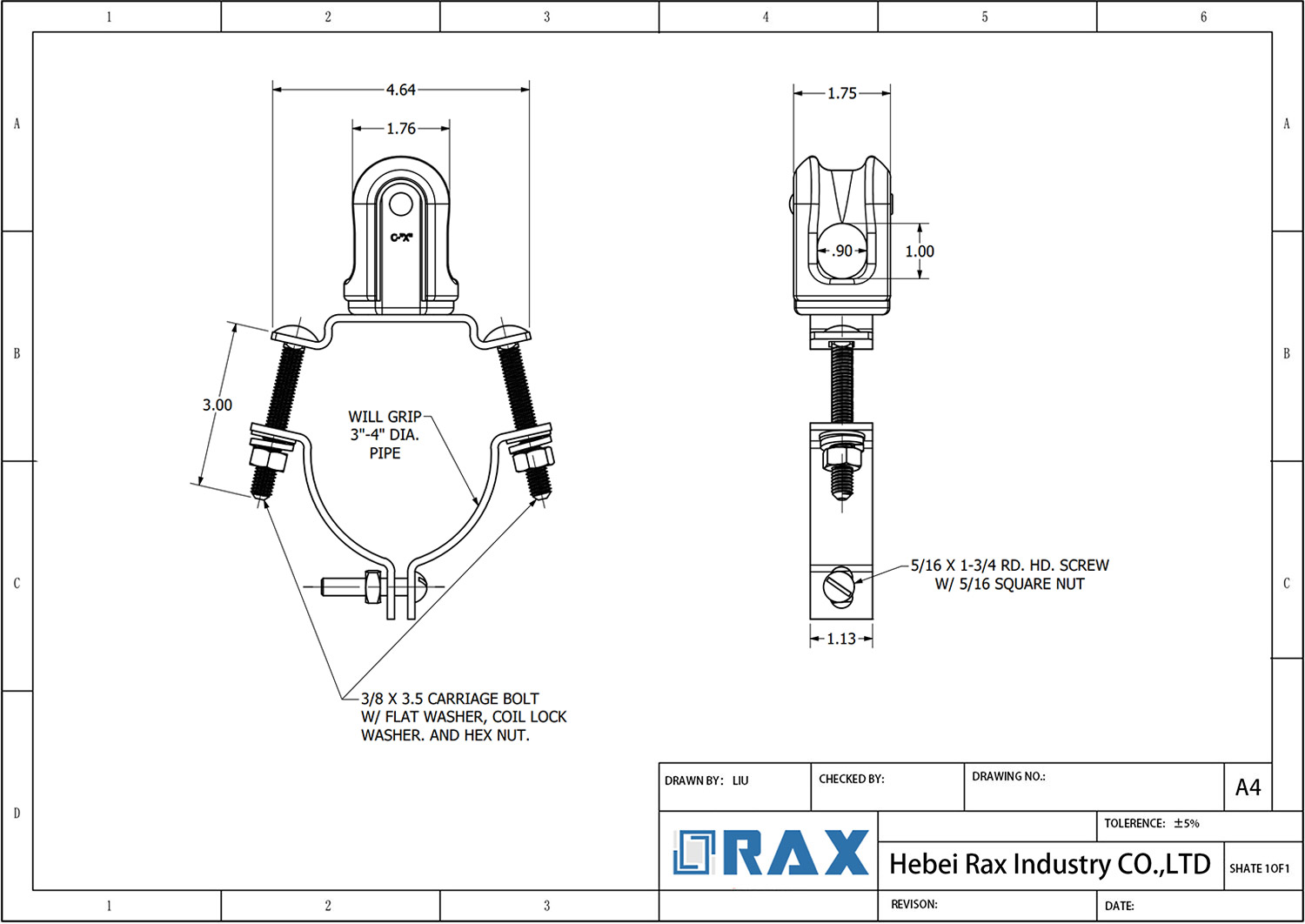 Porcelain Mast Mounted WireHolder Drawing