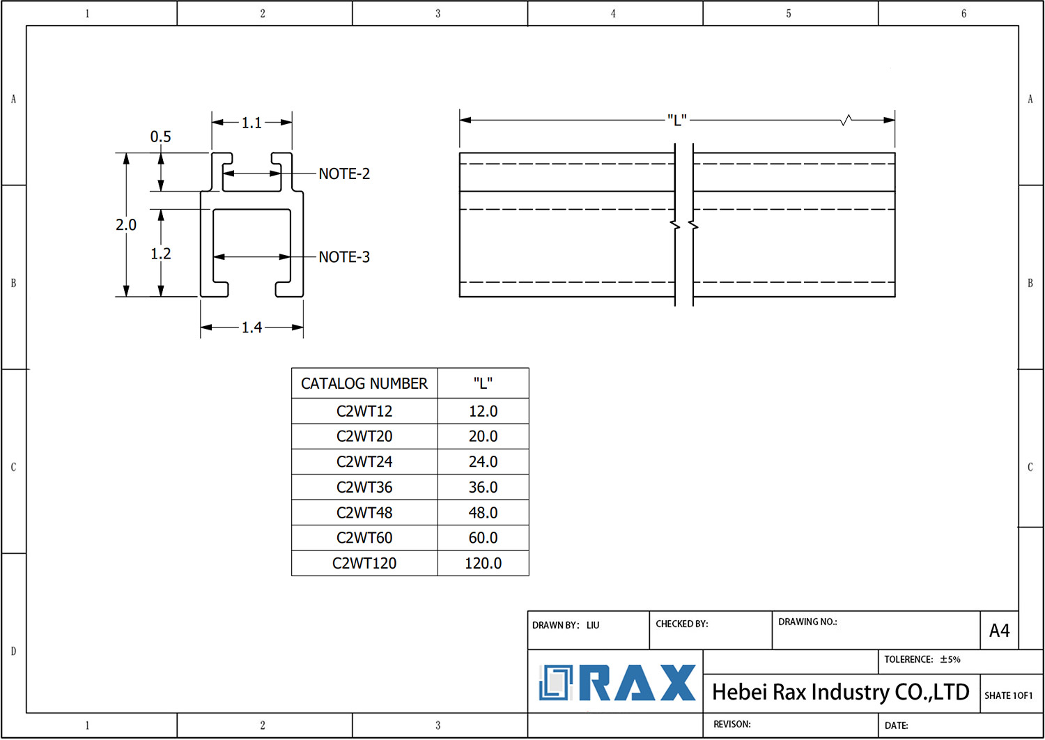 T-Slot Bar Drawing