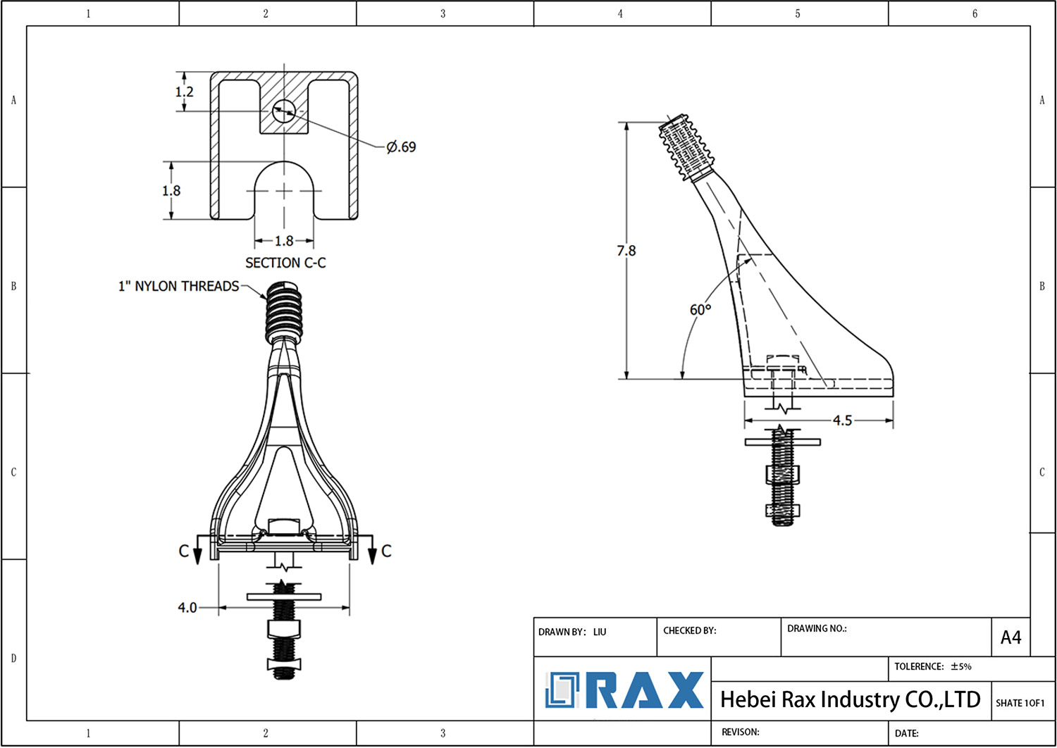 Angle Crossarm Pin Drawing