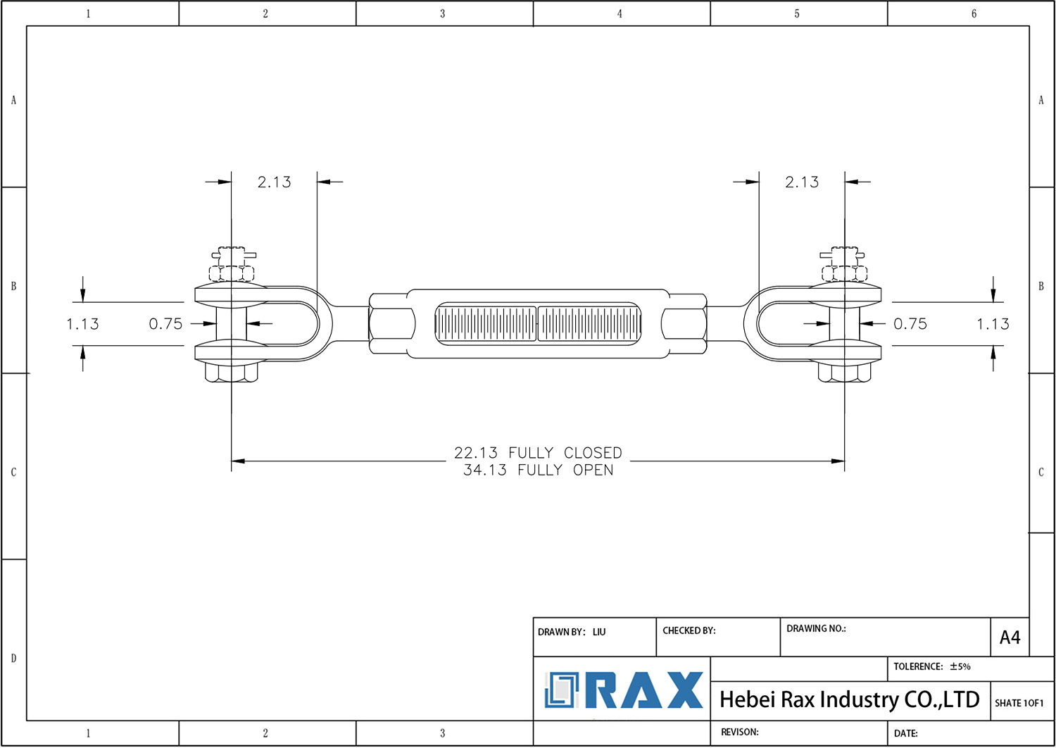 Adjustable Turnbuckle Drawing