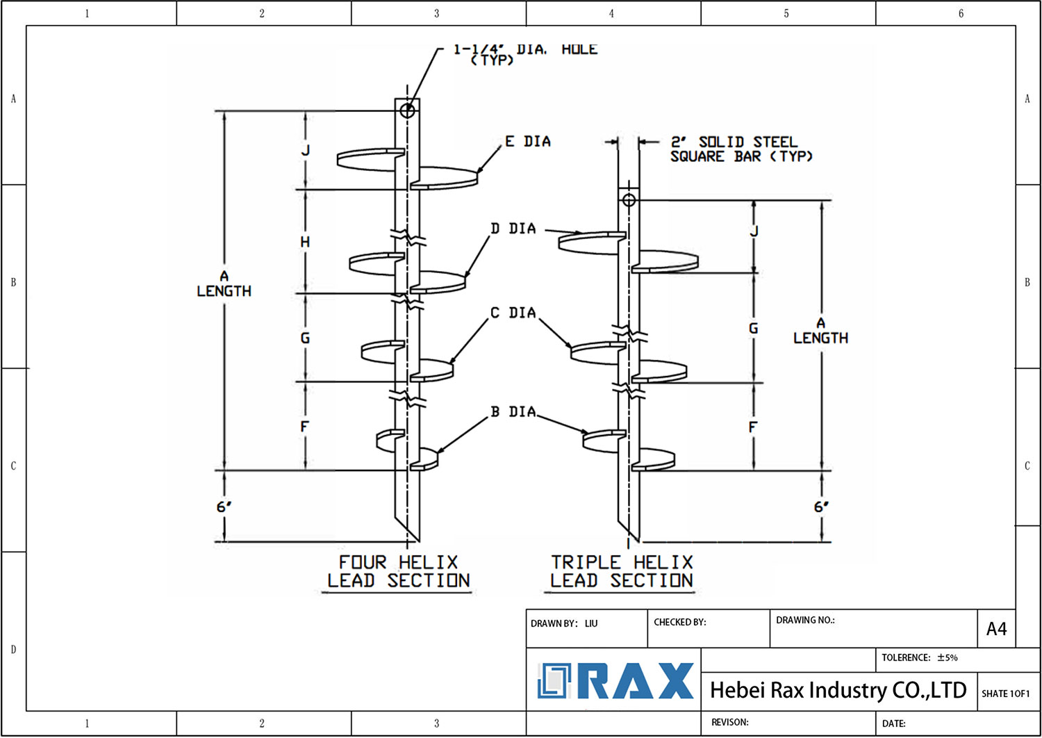 Combination Helical Pile Drawing