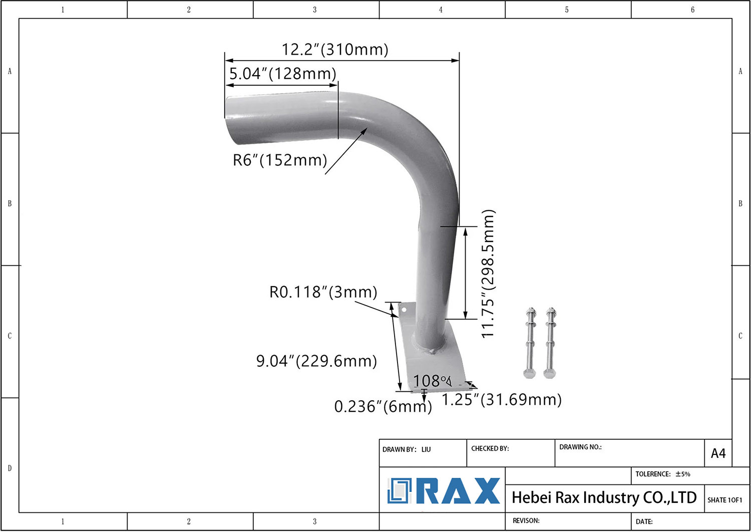 Wrap Around Bracket Drawing
